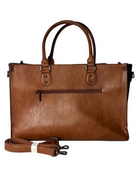 NEW LOVEVOOK Vintage Vegan Leather 15.6 Laptop Business Tote Tan 17X11X6 or 7